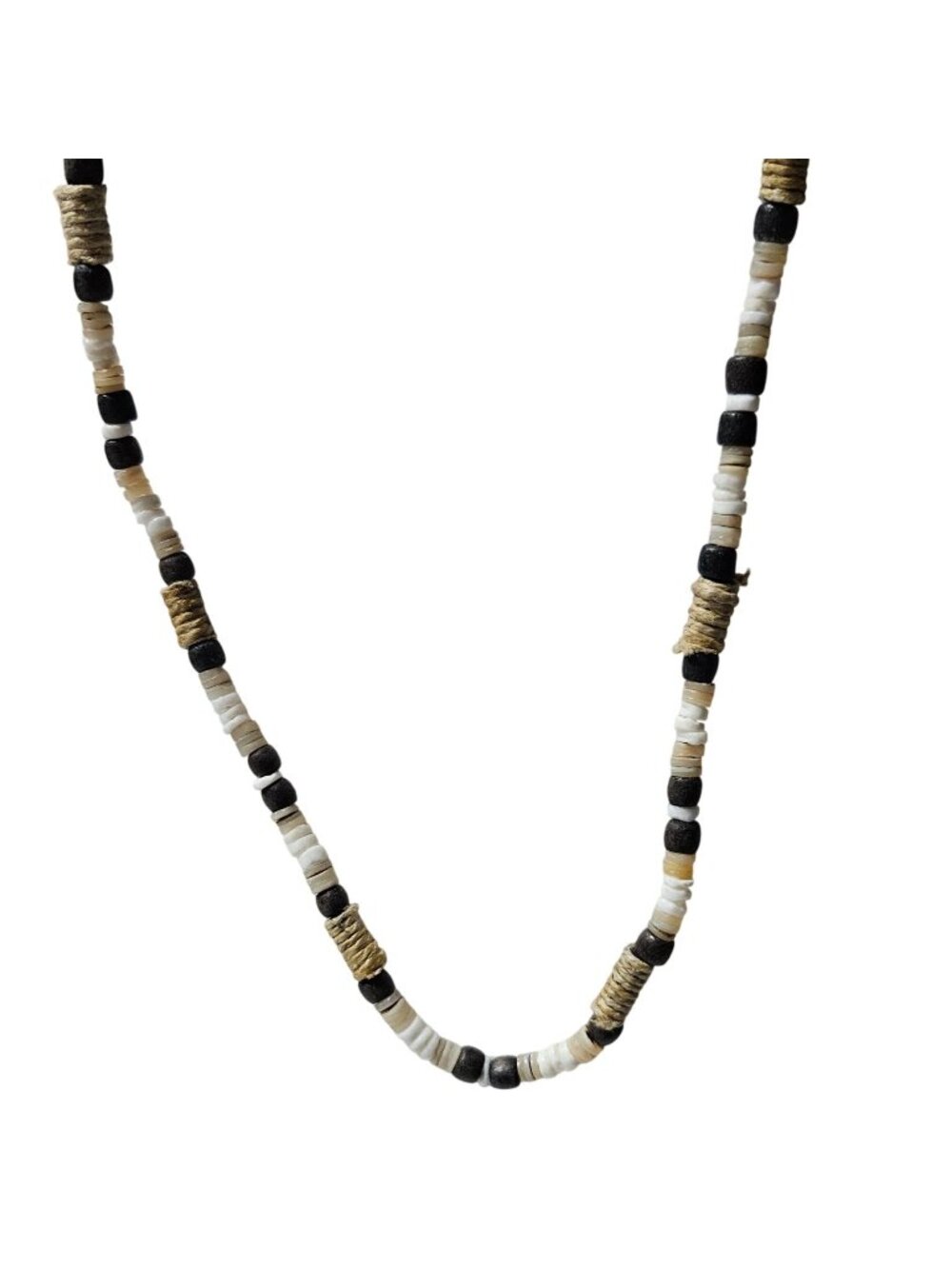 Vintage Boho Beaded Necklace Beach Core Surfer Shell Wood Beads Mens  Jewelry
